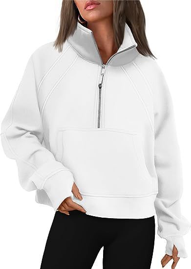 Ladies mid-zip plush pullover with hood and kangaroo pocket Lune London
