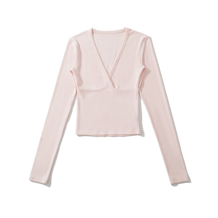 Women's wrap shirt with V-neck and fitted dividing seam Amarae