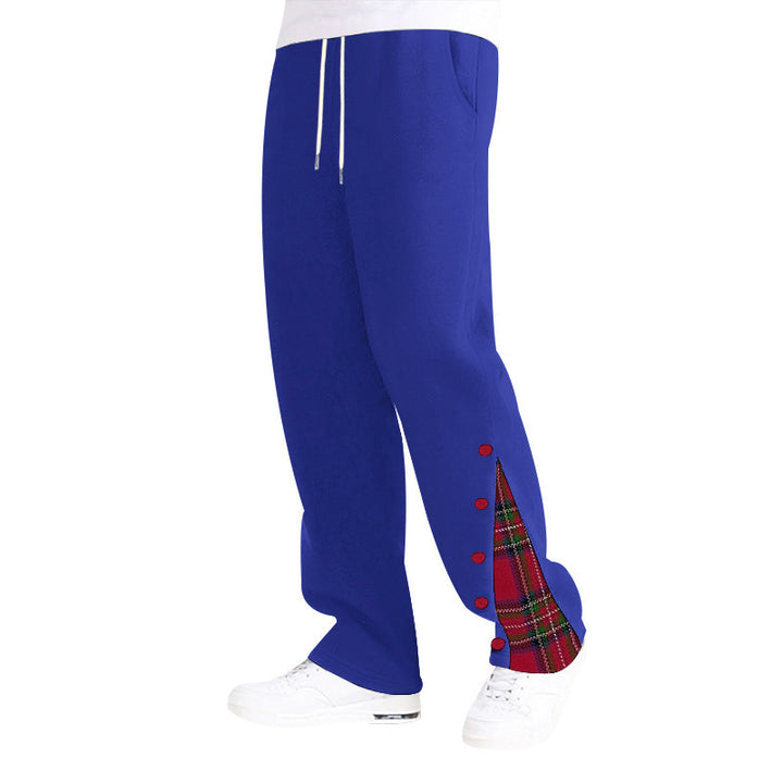 Casual sports pants for men with button details and tartan appliqués Lune London