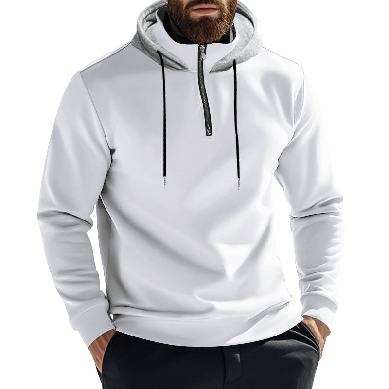 Men's sporty hoodie with half-zip and modern hood construction Lune London