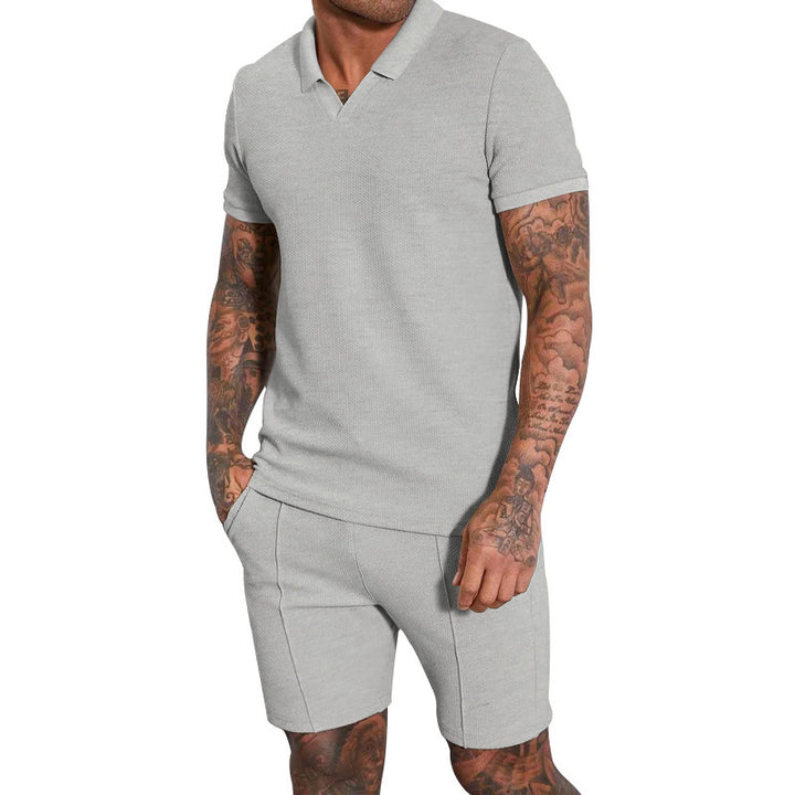 Men's short sleeve polo with a sporty fit and chic and stylish sports shorts
