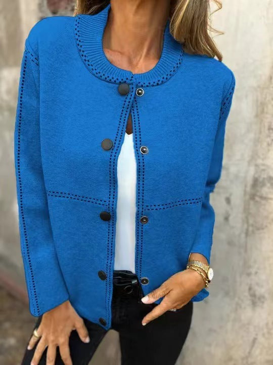 Ladies Loose Knit Vest with Buttons and Decorative Stitching Lune London
