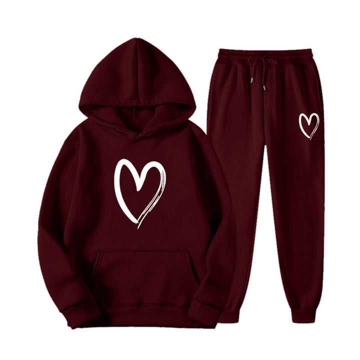 Women's sweatsuit with kangaroo pocket and heart-shaped print Lune London