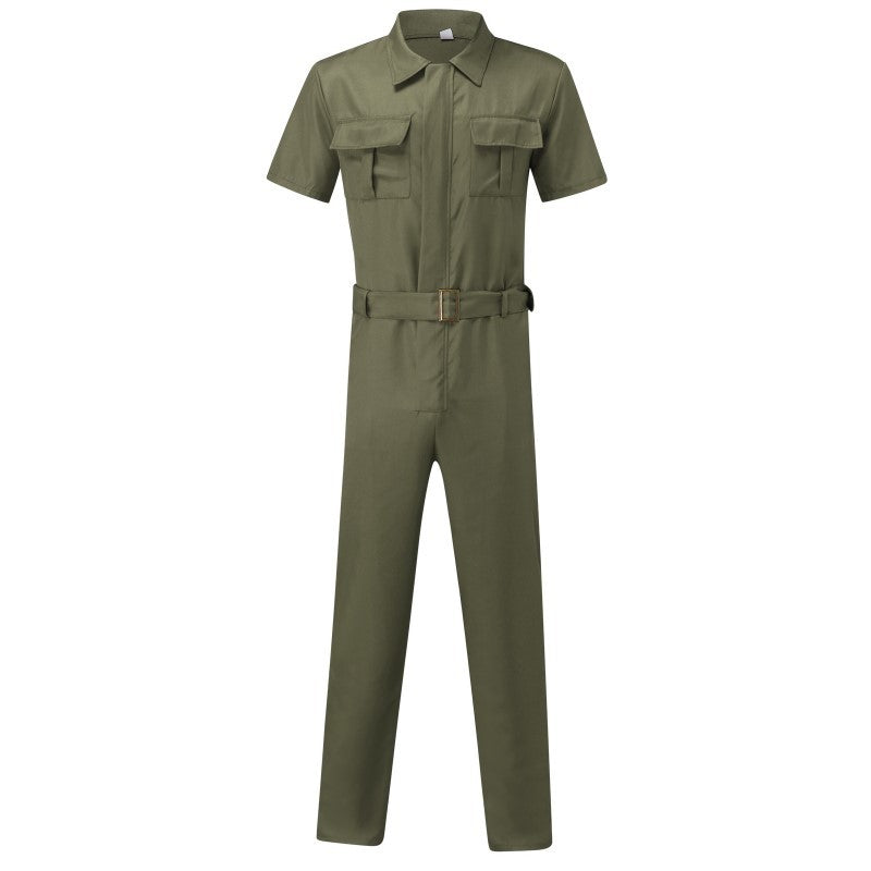 Utility overalls for women with practical pockets and chic belt design