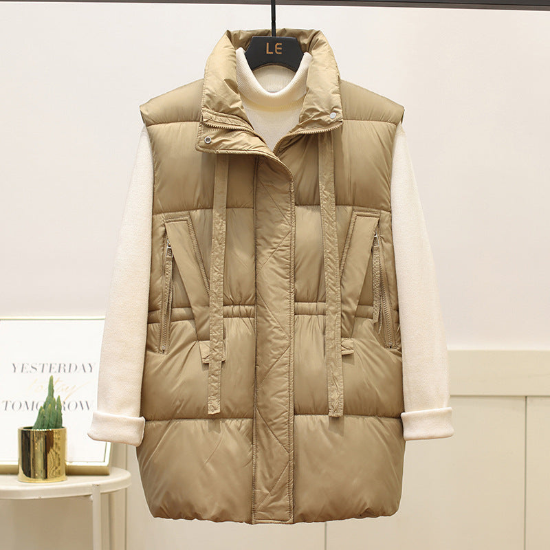 Quilted women's gilet with high collar and practical pockets Lune London