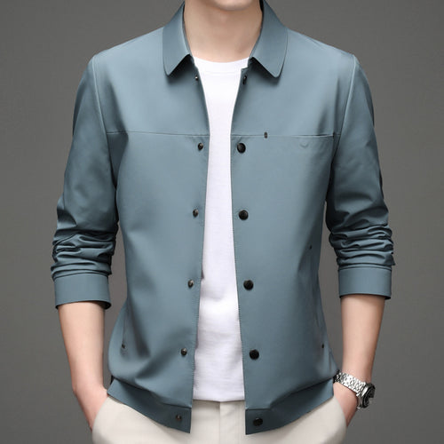 Elegant transitional jacket for men with practical snap button closure Amarae