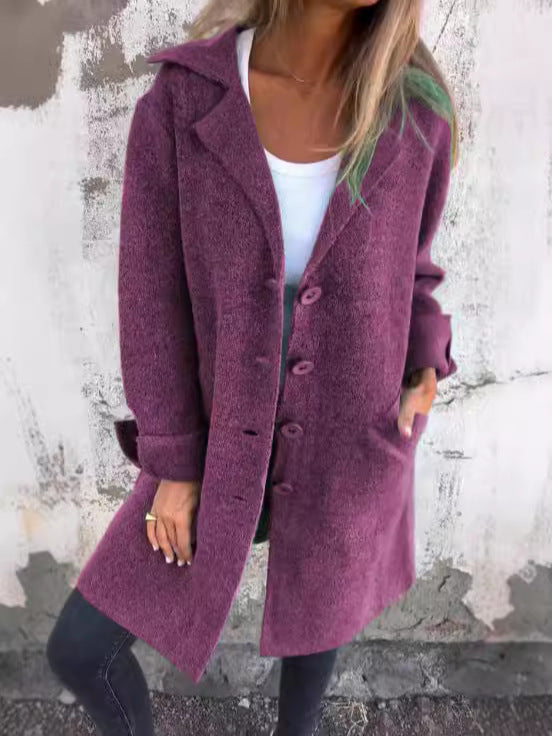 Lune London women's fluffy wool coat with large buttons