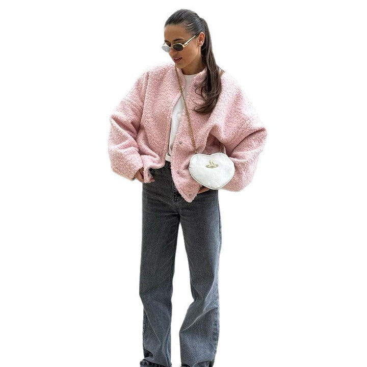 Ladies Cozy Teddy Hoodie Jacket with Side Pockets Lune London