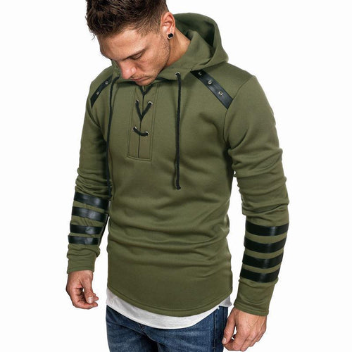 Men's Hoodie with innovative leather detail Amarae