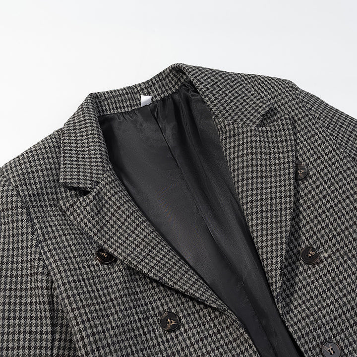 Ladies Tailored Houndstooth Blazer with Cutaway Hem Amarae