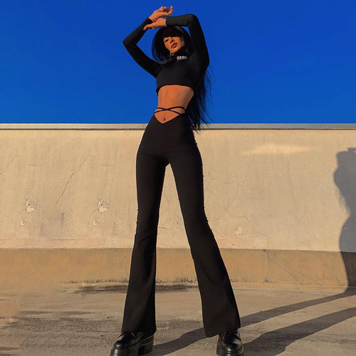 Ladies Lounge Set Slim Cut with High Waist and Flared Pants Amarae