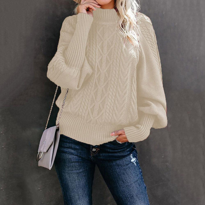 Knit sweater for women with high collar and textured design Lune London