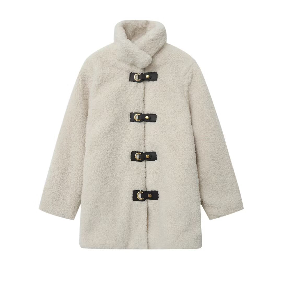 Comfortable fleece jacket for women with decorative button closures Lune London