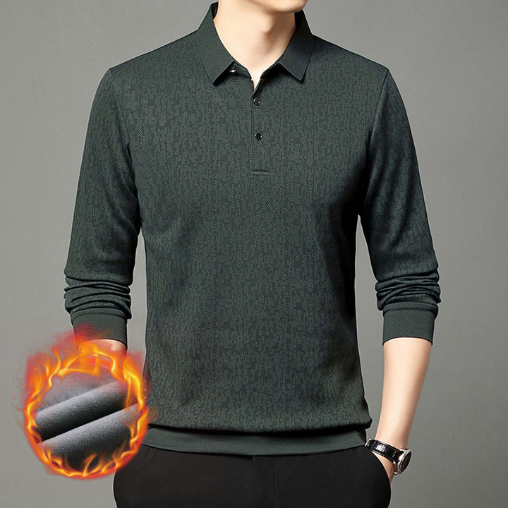 Men's long sleeve polo shirt with textured design and moisture-wicking fabric Lune London