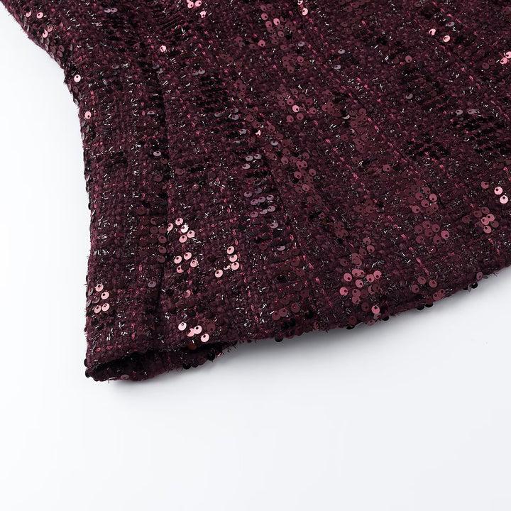 Women's Sequined Peplum Top with Round Neck and Figure-Flattering Waist Amarae