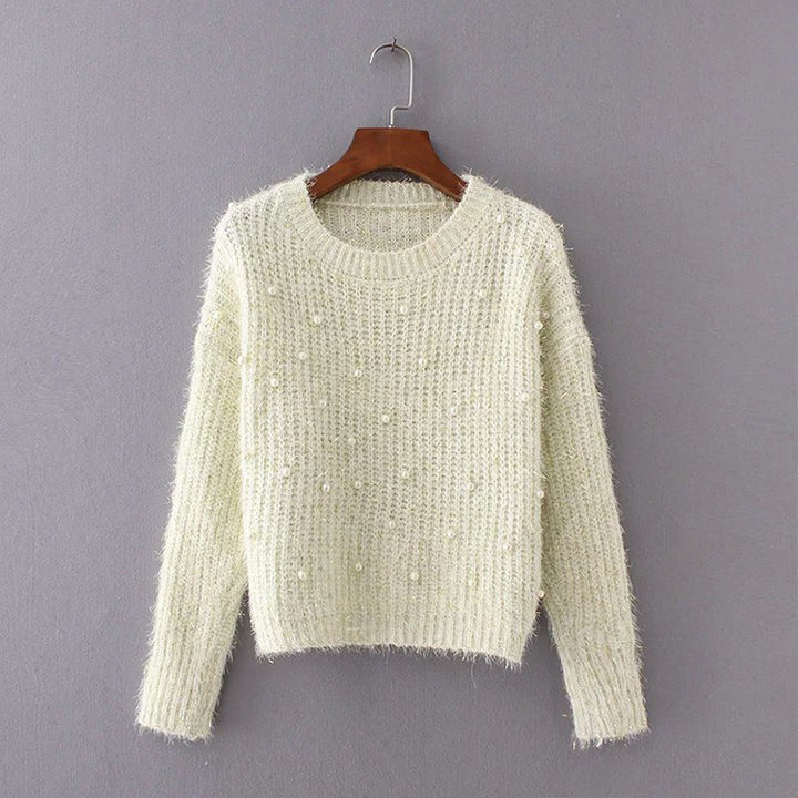Ladies soft sweater with pearl accents Lune London