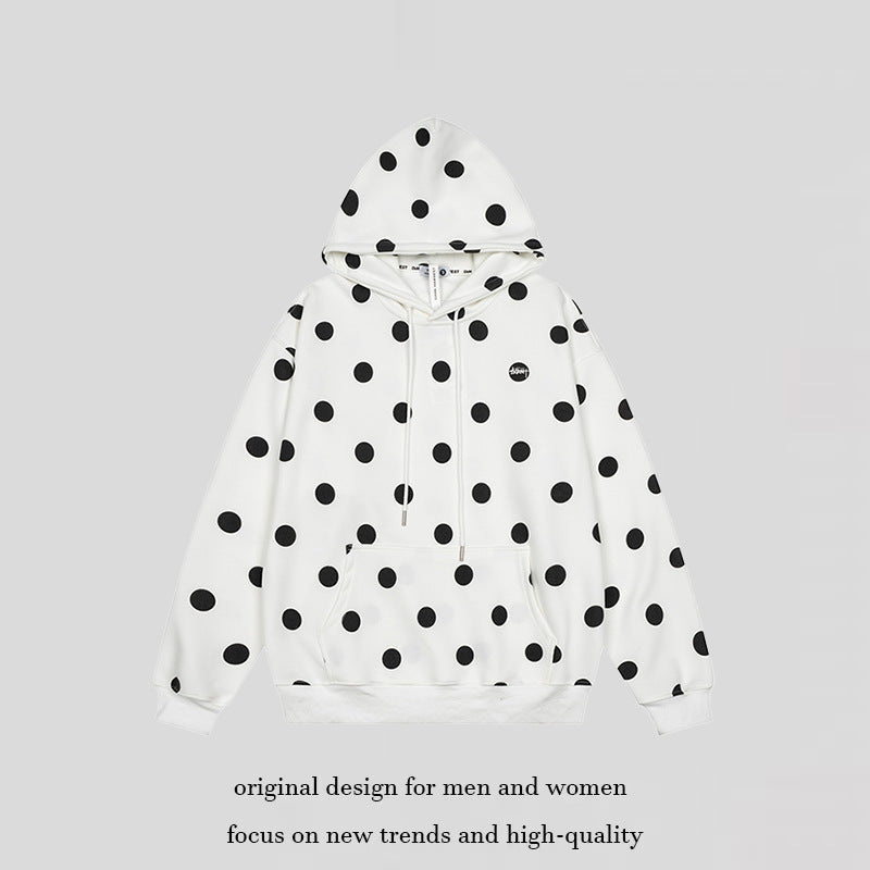 Women’s Oversize Hoodie with Polka Dot Allover and Kangaroo Pocket Amarae