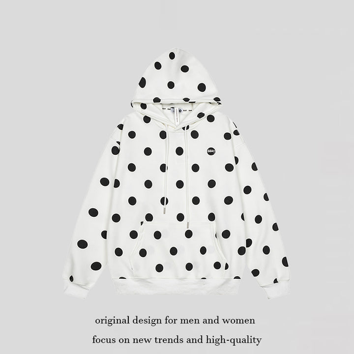 Women’s Oversize Hoodie with Polka Dot Allover and Kangaroo Pocket Amarae