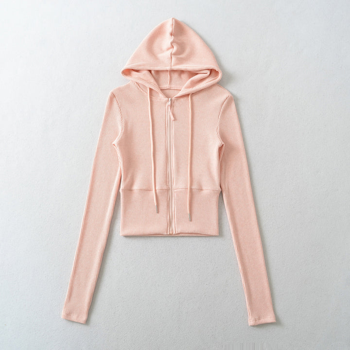 Women's Ribbed Lounge Set with Hooded Jacket and Wrap Waist Pants Amarae