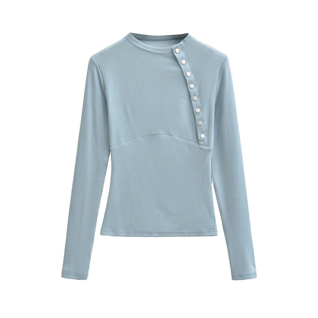 Women Fitted Long Sleeve with Asymmetrical Snap Placket Amarae