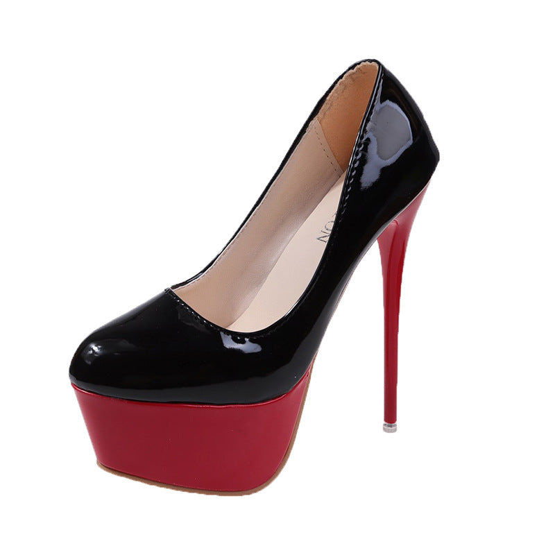 Women's Platform Pumps with Shiny Upper Material and High Stiletto Heel Lune London