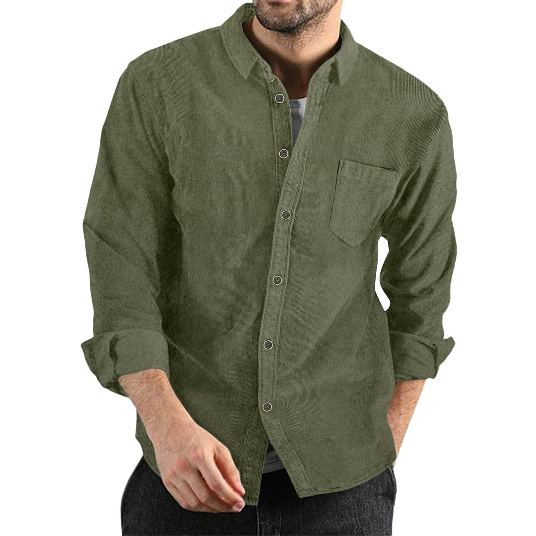 Men's Elegant Cord Shirt with Practical Chest Pocket Amarae