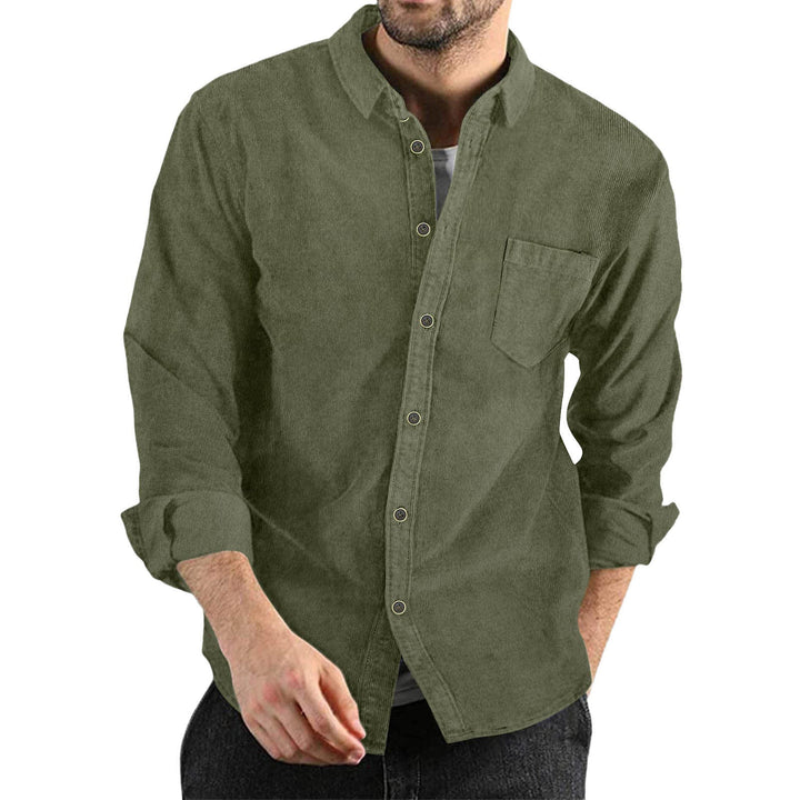 Men's Elegant Cord Shirt with Practical Chest Pocket Amarae