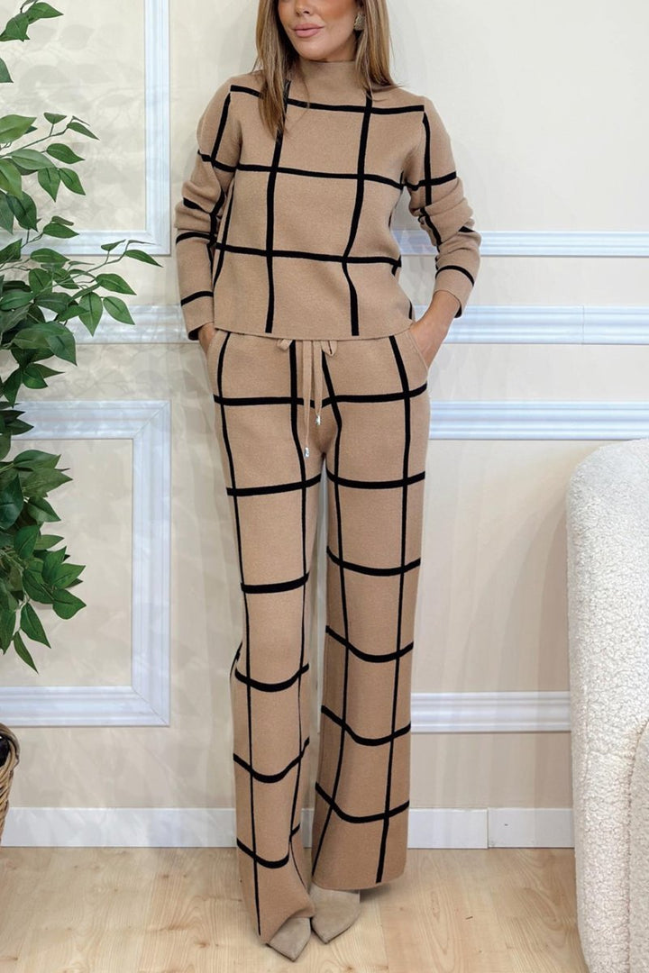 Women Long Sleeve Tartan Pattern Set Lune London