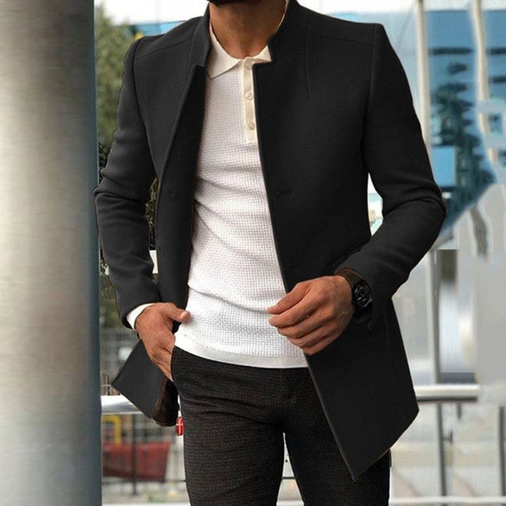 Men's Modern Blazer with Straight Cut and Elegant Stand-Up Collar Lune London
