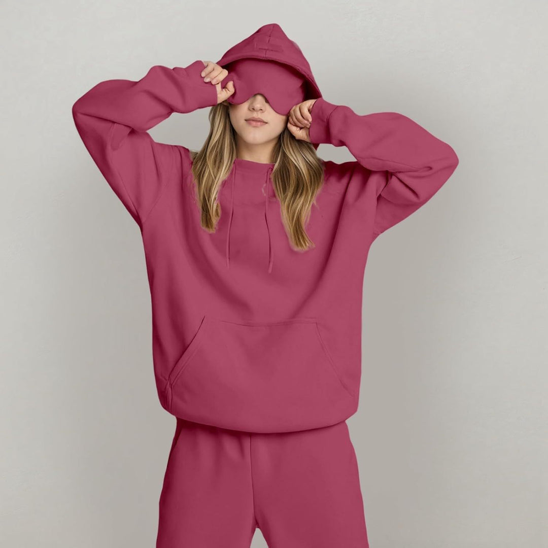 Ladies oversized hoodie with integrated sleep mask design Amarae