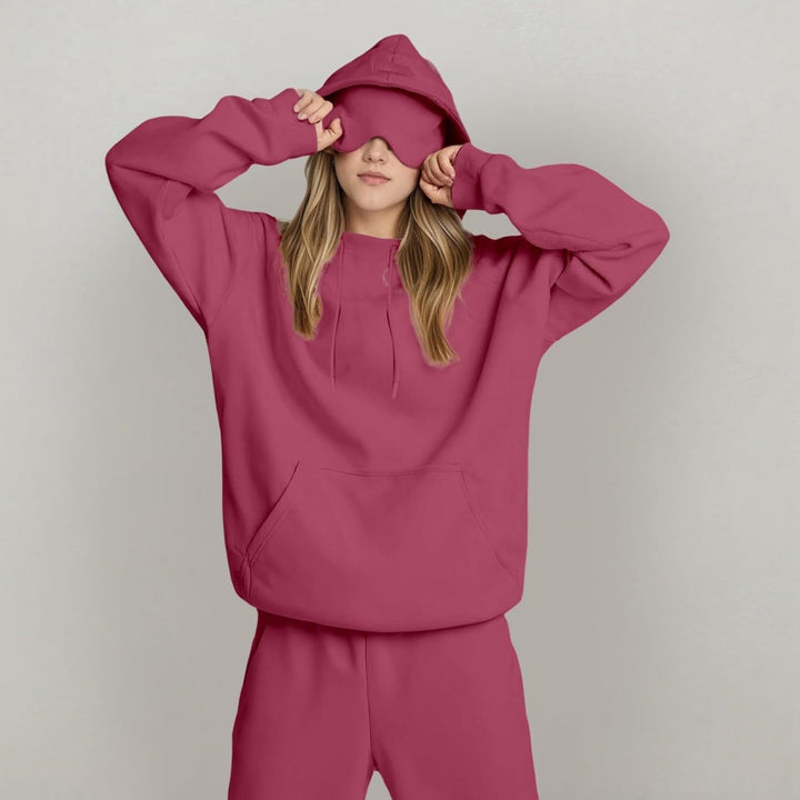 Ladies oversized hoodie with integrated sleep mask design Amarae