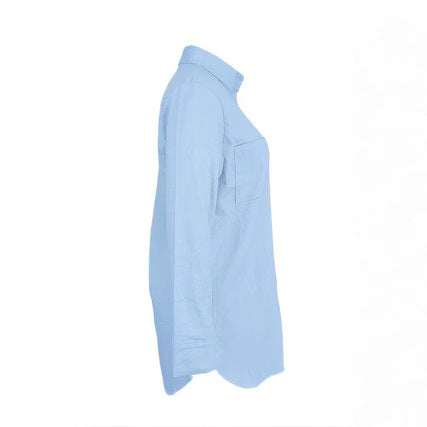 Women Oversized Denim Shirt Jacket with Patch Pockets and Casual Longline Fit Amarae