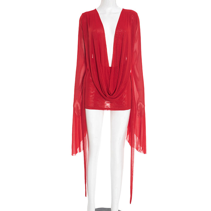 Women's Flowing Kaftan with Wide Sleeves and Deeper Neckline Lune London
