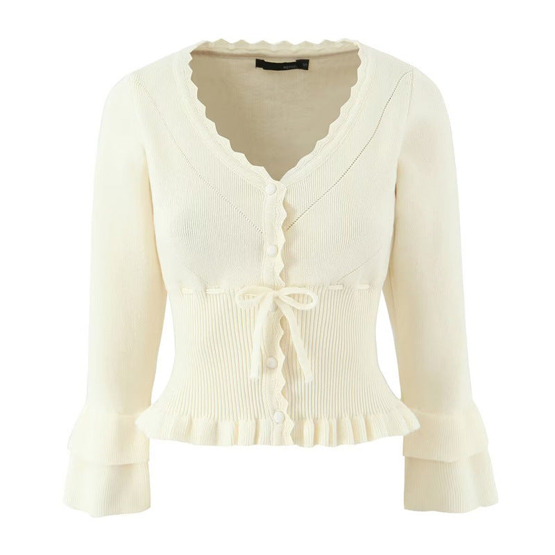 Women's knit jacket with ruffle details and fitted cut Lune London