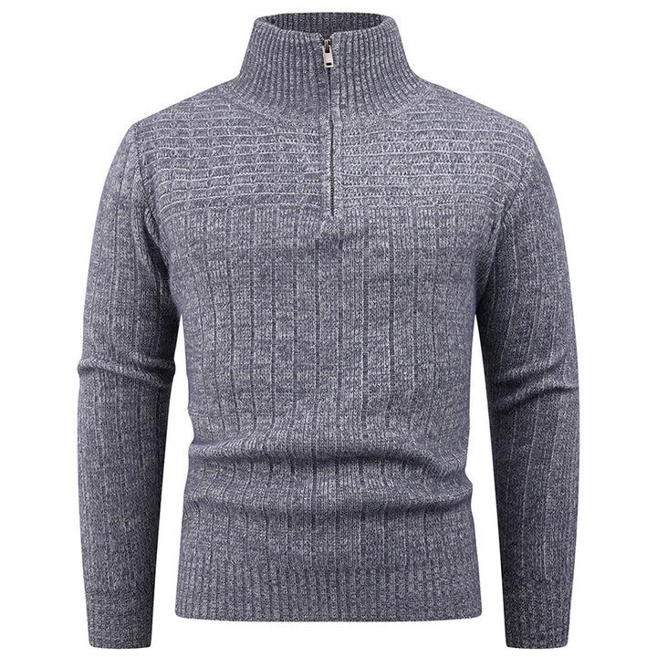 Men's knitted sweater with modern zipper and ribbed structure Lune London