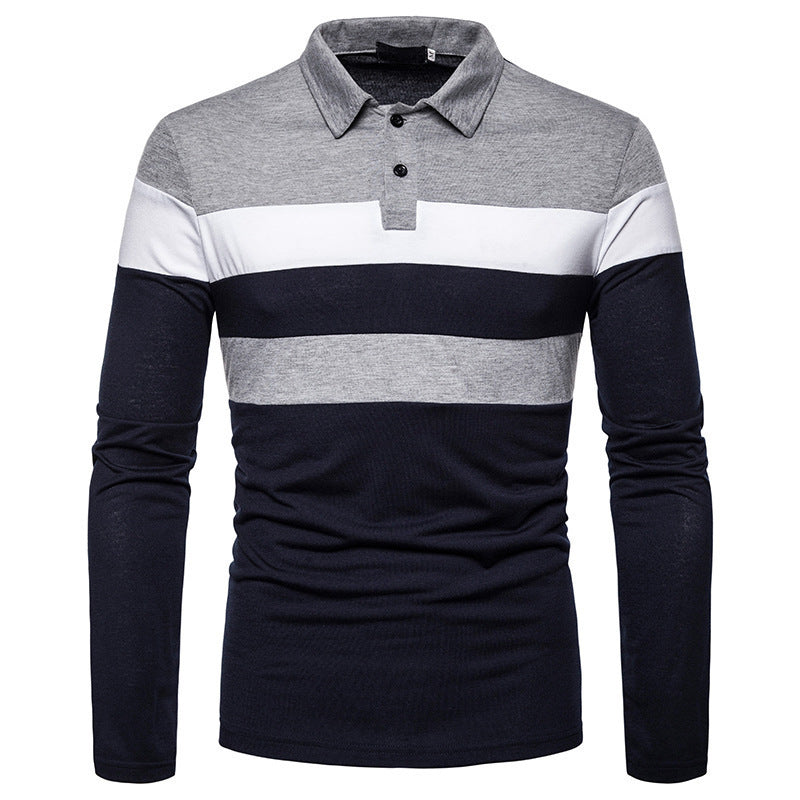 Men's long sleeve polo with a modern striped pattern and a comfortable fit Amarae