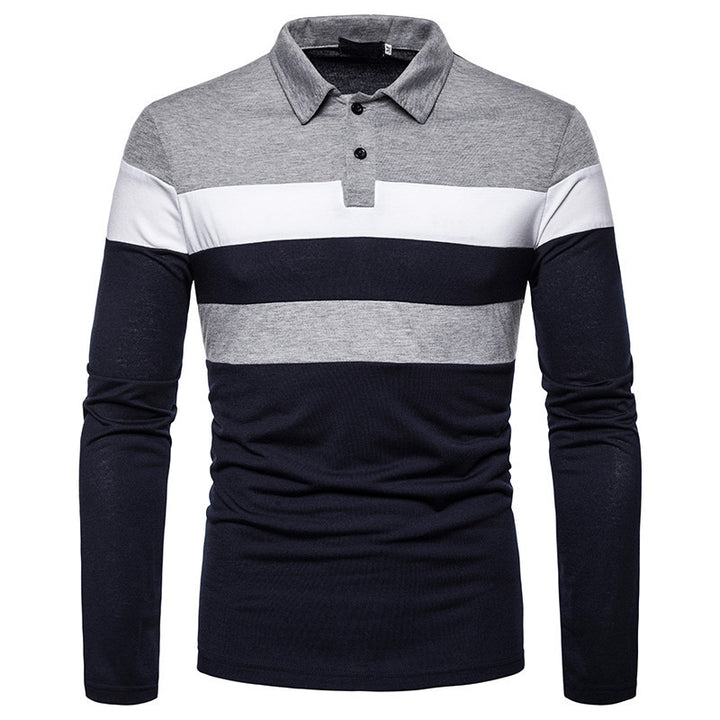 Men's long sleeve polo with a modern striped pattern and a comfortable fit Amarae
