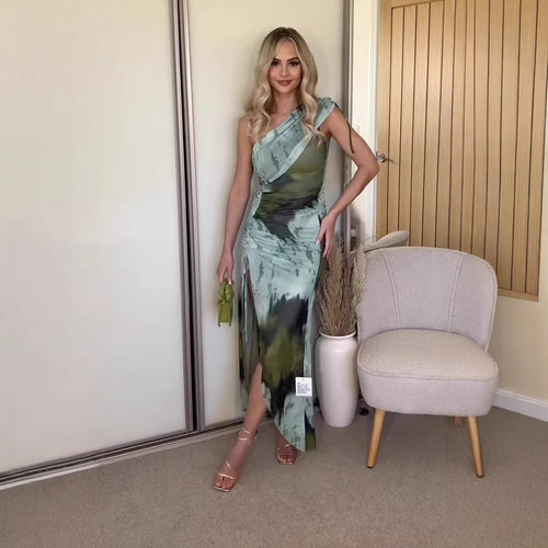 One-shoulder dress for women with refined ruffle details Amarae