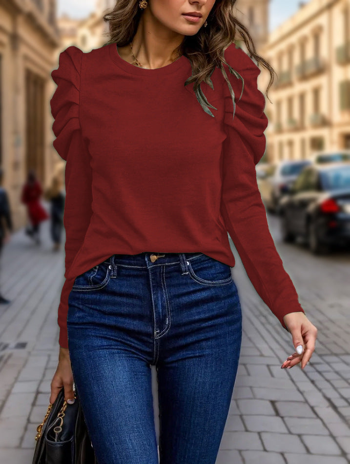 Chic and stylish women's long-sleeve blouse with ruffled sleeves