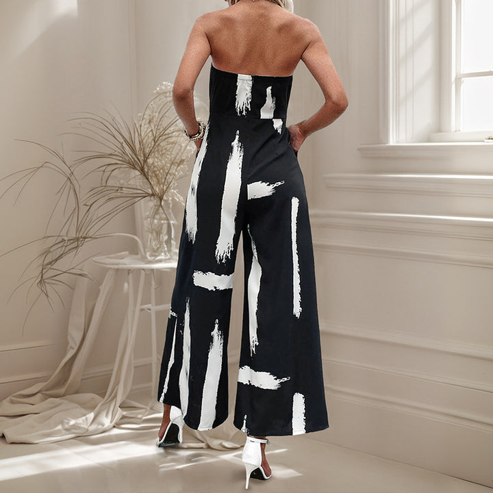 Strapless jumpsuit for women with wide legs and fitted belt Lune London