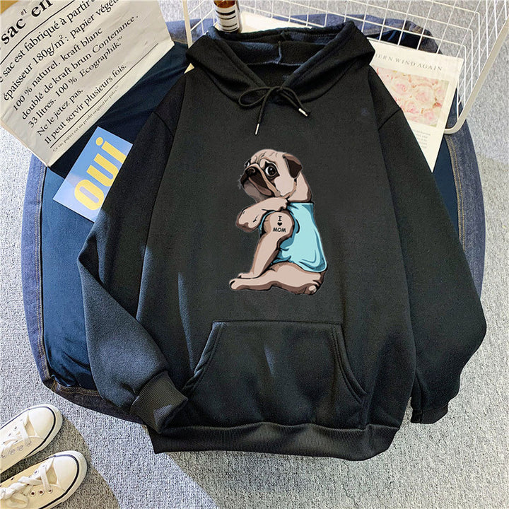 Women's hoodie with cute pug design Chic & Stil