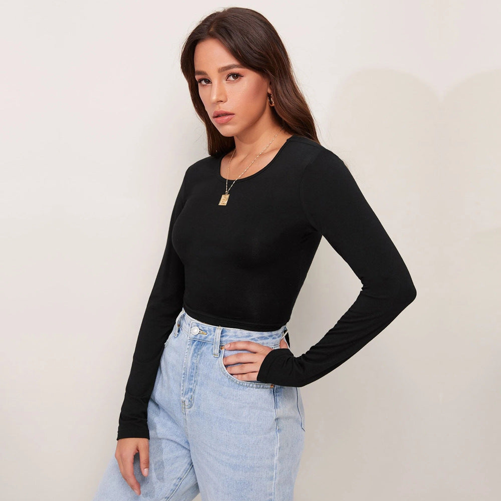 Chemise à manches longues courte pour femme avec une élégante texture côtelée Chic & Stil