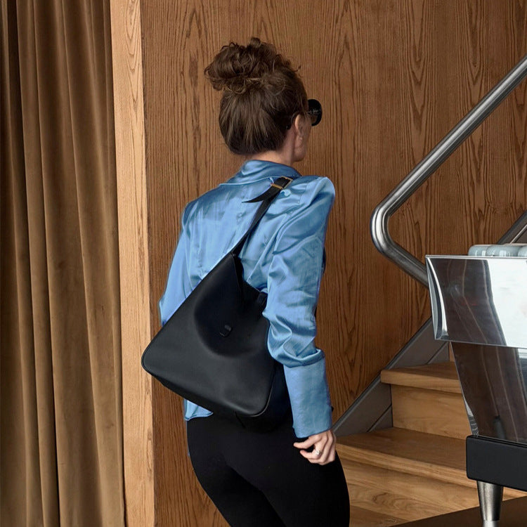 Women's Satin Shirt with Wide Collar, Extra Wide Cuffs & Relaxed Fit Amarae