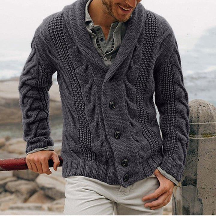 Lune London | Men's Cardigan with Coarse Pattern and Elegant Lapel