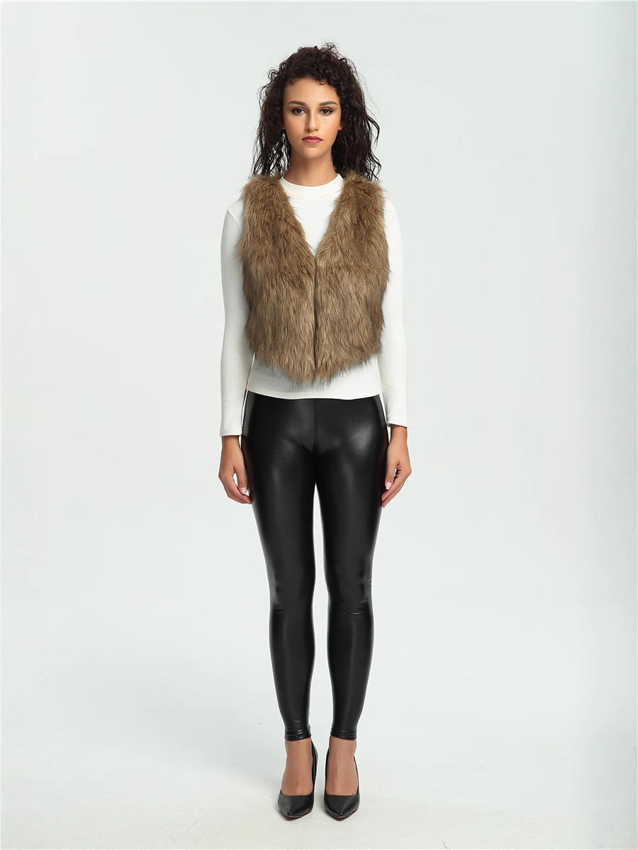 Ladies Soft Faux Fur Jacket with Asymmetric Cut Lune London
