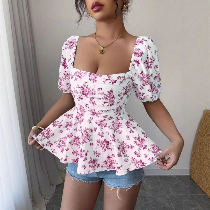 Women’s blouse with ruffle and floral design Lune London