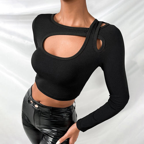 Chic & Stil Women's Crop Top with Asymmetrical Cut Design