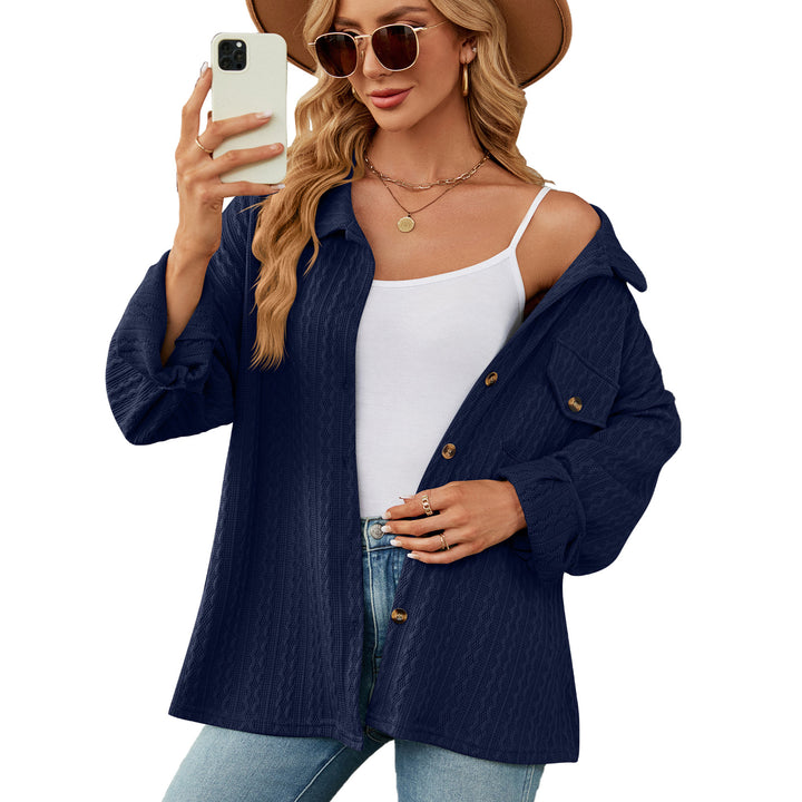 Oversized women's jacket shirt with textured pattern Amarae