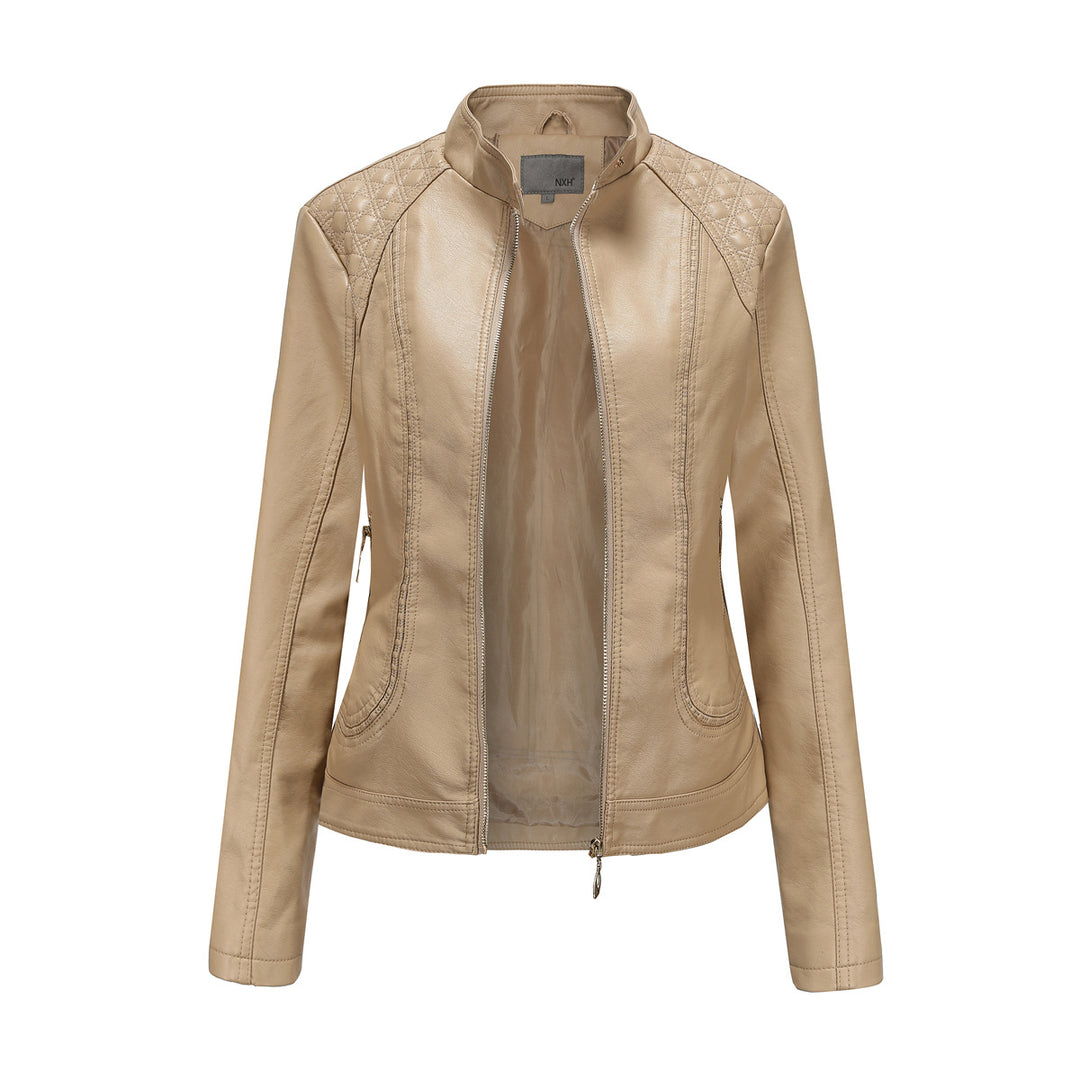 Women's faux leather jacket with trendy stitching details Lune London