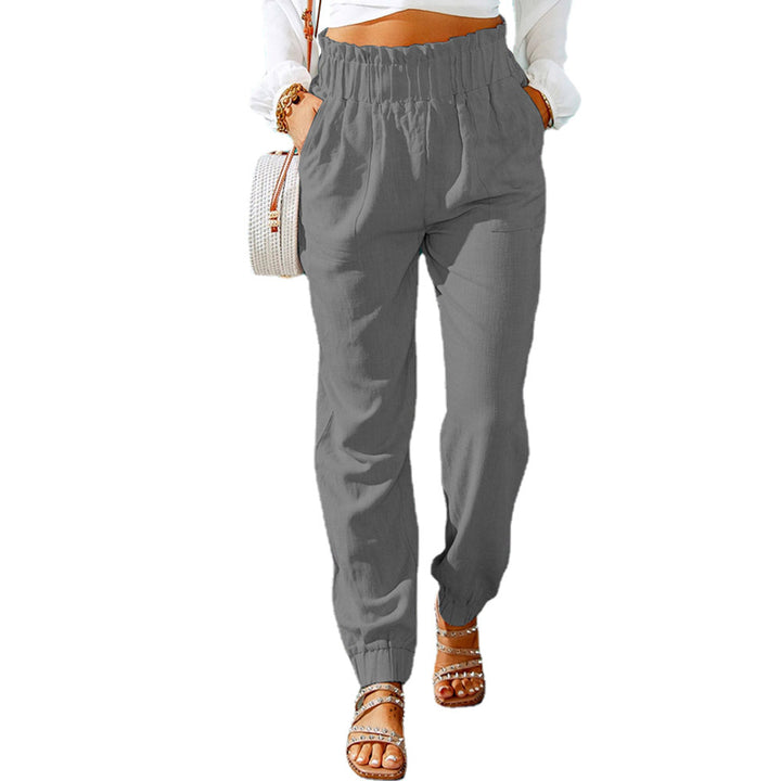 Light cotton pants for women with elastic waist and practical pockets Lune London